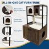 Cat Tree with Litter Box Enclosure - Modern Cat Tower with Condo, Hammock, Scratching Post, Hanging Ball, and Removable Washable Cushions - 2 of 4