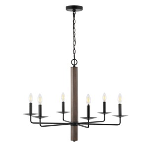 Penbrook 6 Light 32" Chandelier - CHA4060 - Black/Walnut - Safavieh - 1 of 4