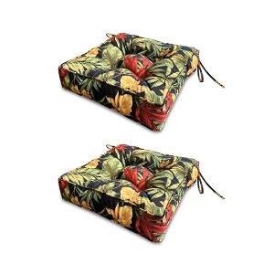 ARTPLAN Outdoor Seat Cushion, Square Thick Tufted Pure Chair Cushion for Patio Wicker Chair with Tie, Set of 2,19"x19"x5" - 1 of 2