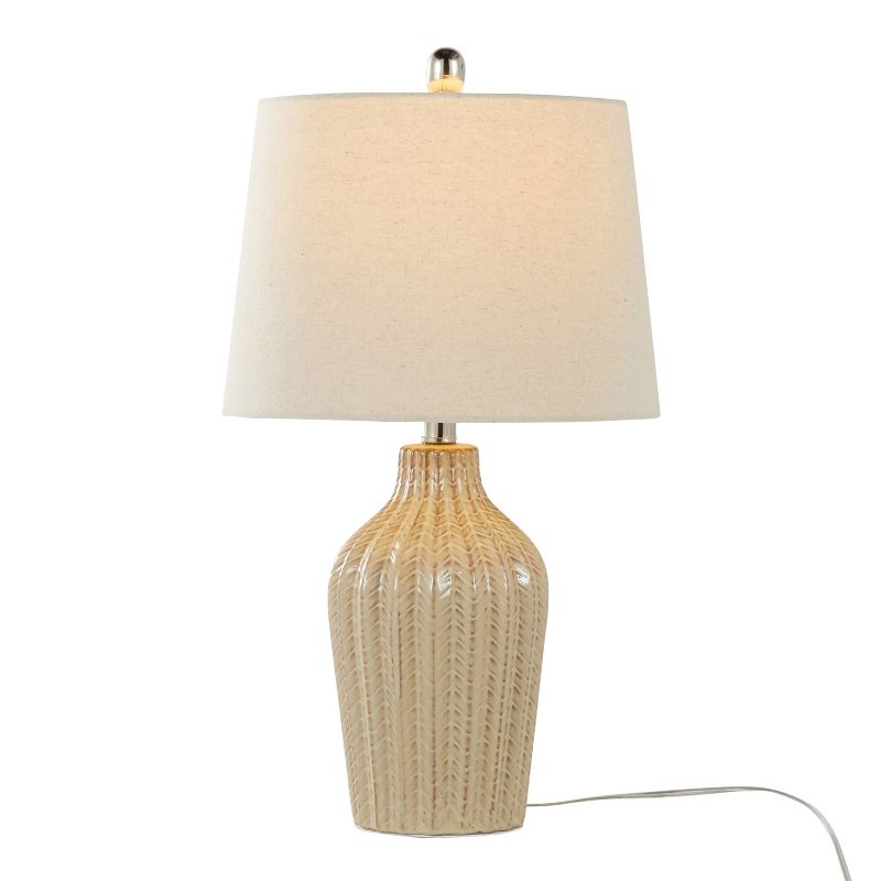 LumiSource (Set of 2) Rockwell 23&#34; Contemporary Accent Lamps Cuban Sand Ceramic Polished Nickel and Natural Linen Shade from Grandview Gallery, 3 of 7