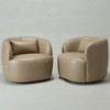 KINWELL 34" Wide Swivel Faux Leather Armchair Upholstered PU Leather Accent Chairs, Set of 2 - 4 of 4