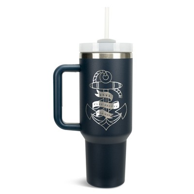 100 North Hope As An Anchor Ship Sailor Tattoo Style Wrap-Around 40 Oz. Stainless Steel Water Bottle Coffee Mug, Spill & Leak Resistant, Travel