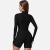 Anna-Kaci Active Women's Long Sleeve Fitted Ribbed Knit Top with Zip Collar and Thumbhole Cuffs - 4 of 4