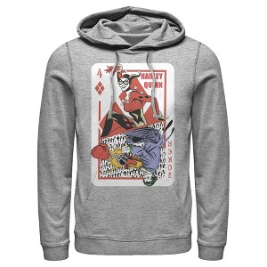 Men's Batman Harley Quinn Joker Poker Card Pull Over Hoodie - 1 of 3