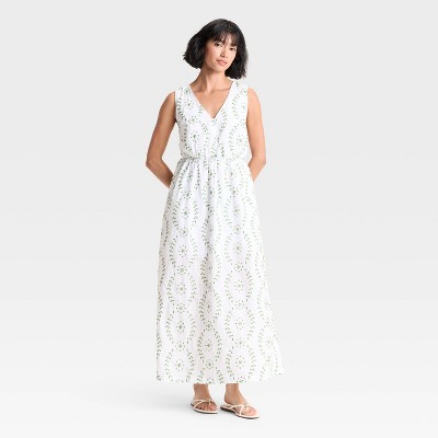Women's Maxi Sundress - A New Day™ White/Green M
