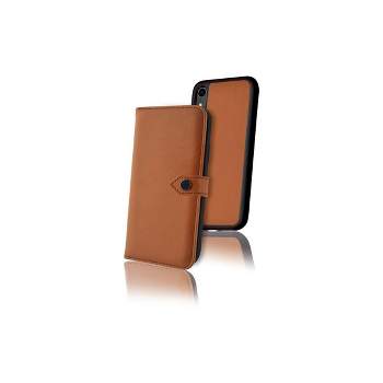Ercko 2-in-1 Magnet Wallet Leather Case for iPhone XR - Brown