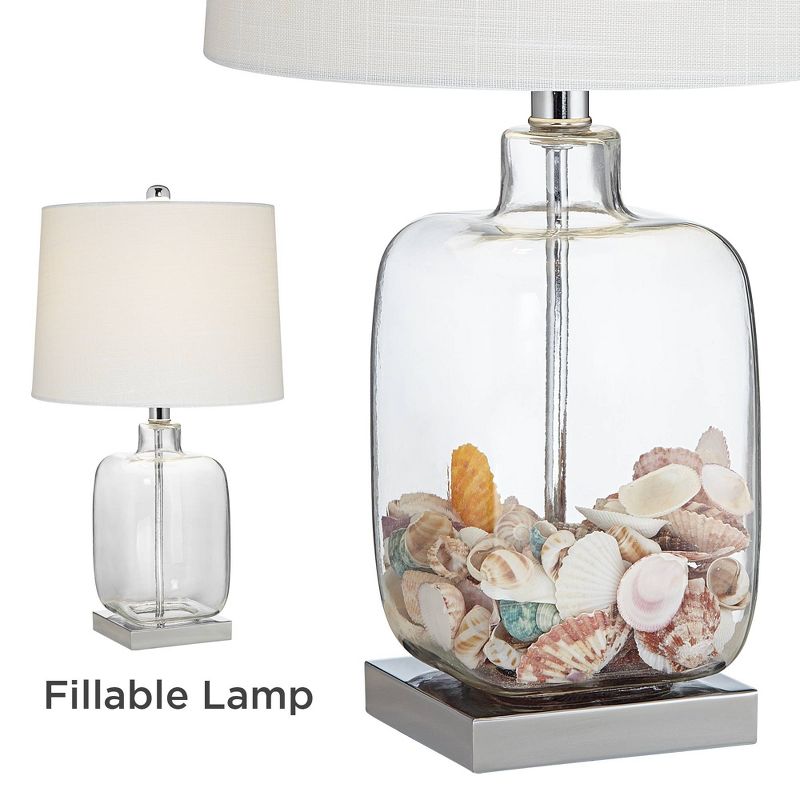 360 Lighting Coastal Accent Table Lamps 21.75" High Set of 2 Clear Glass Fillable Sea Shells White Drum Shade for Living Room Family Bedroom, 5 of 7