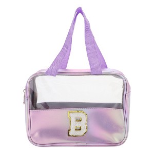 Unique Bargains Women's Clear Letter B Makeup Bag Purple 1 Pc - 1 of 3