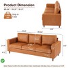 Mid-Century Modern Leather Sofa - 85" Brown 3-Seater with Deep Cushions for Living Room - 2 of 4