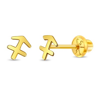 Girls' Dainty Zodiac Screw Back 14k Gold Earrings - In Season Jewelry