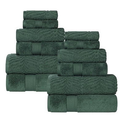Chevron Zero Twist Cotton Solid and Jacquard Hand Towel Set of 6 by Blue Nile Mills