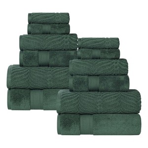 Chevron Zero Twist Cotton Solid and Jacquard Hand Towel Set of 6 by Blue Nile Mills - 1 of 4