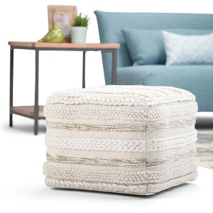 PAGED Modern Handwoven Pouf Ottoman, Chic Home Decor Multi-Functional Footstool, Stylish Striped Design for Living Room - 1 of 4