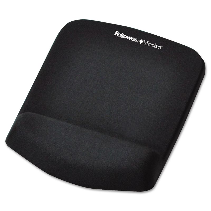 Fellowes PlushTouch Mouse Pad with Wrist Rest Foam Black 7 1/4 x 9-3/8 9252001, 1 of 5