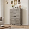 EcoSummer 5-Drawer Tall Dresser for Bedroom, 41.3" Vertical Freestanding Wooden Chest with Large Storage, Ash Grey - 4 of 4