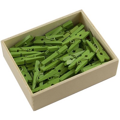 JAM Paper Wood Clip Clothespins Small 7/8 Inch Green Clothes Pins 230729135