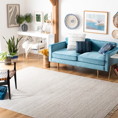 Handmade Ivory and Brown Wool Flat Woven 8' x 10' Area Rug