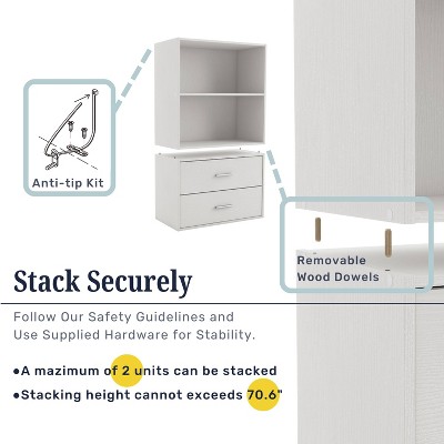White Stackable 3-Tier Wood Cube Storage Bookcase