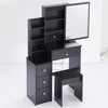 Ridstar 29.2 in. W Small Space Left Bedside Cabinet Vanity Table with Cushioned Stool For Small Space-Black - 3 of 4