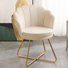 Vanity Chair with Back, Velvet Shell Accent Chair for Living Room, Criss Cross Chair with Gold Legs, Makeup Chair for Bedroom Desk Chair - 4 of 4
