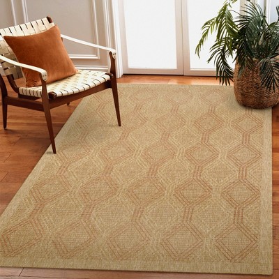 Terracotta Geometric Flat Woven Indoor/Outdoor Rug 3'3" x 4'11"
