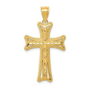 Black Bow Jewelry 14k Yellow Gold Diamond-Cut Milgrain Cross Pendant - 1 of 4