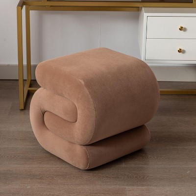 Ottoman Stool Footrest Modern S-Shape Makeup Stool, Upholstered Extra Seating For Living Room,Bedroom,Entryway-Maison Boucle