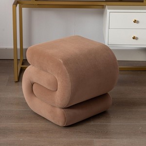 Ottoman Stool Footrest Modern S-Shape Makeup Stool, Upholstered Extra Seating For Living Room,Bedroom,Entryway-Maison Boucle - 1 of 4