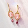 Ross-Simons Italian Pink Porcelain Cupid Cameo Drop Earrings With 4.00 ct. t.w. Rhodolite Garnets in 18kt Gold Over Sterling - 3 of 4