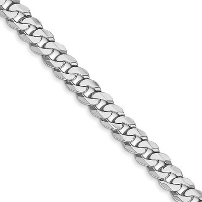 Black Bow Jewelry 4.75mm, 14K White Gold, Flat Beveled Curb Chain Necklace