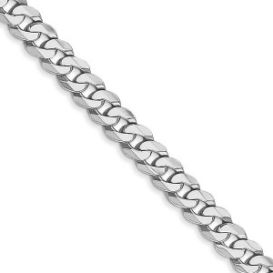 Black Bow Jewelry 4.75mm, 14K White Gold, Flat Beveled Curb Chain Necklace - 1 of 4