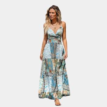 Women's Paisley Patchwork Twisted Maxi Dress - Cupshe