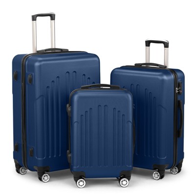 Hynes Eagle Luggage Set of 3 Hardside Suitcase Sets with TSA Lock 4 Spinner Wheels Trolley Travel Case  20" 24" 28" Blue