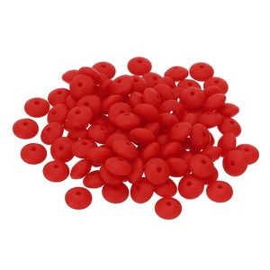 Unique Bargains Smooth Lentil Focal Cute Silicone Beads for Jewelry Making 100 Pcs 0.47" Red - 1 of 4