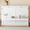 Queen Size Murphy Bed Foldable Bed Space-saving Wall Bed with Vanity Desk, Center Mirror & 2 Side Drawers - ModernLuxe - 3 of 4