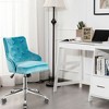 Costway Velvet Office Chair Upholstered Swivel Computer Task Chair Turquoise - image 2 of 4