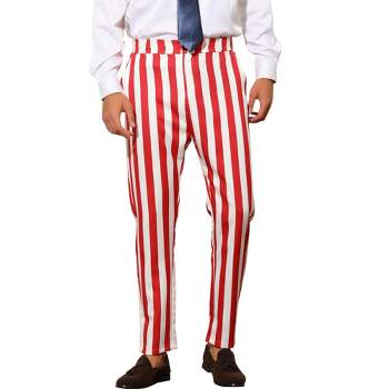 Lars Amadeus Men's Big & Tall Flat Front Business Striped Trousers