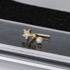 Jewelry Avalanche 20G 14K Gold L-Shape Flower Nose Stud – Dangling Bezel Set CZ Nose Jewelry - 4 of 4