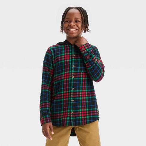 Men's Green Flannel Checked Shirt - Long Sleeves