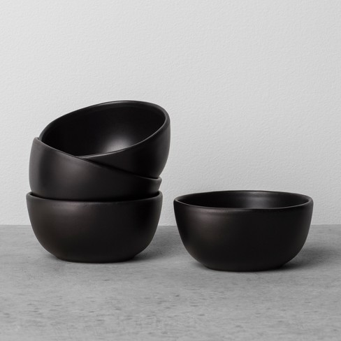 8.5oz 4pk Stoneware Mini Bowl Set Black - Hearth & Hand™ With