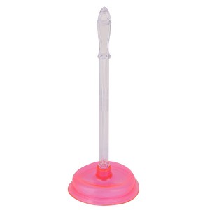 Unique Bargains Bathroom Cleaning Tool Plastic Handle Rubber Suction Cup Toilet Plunger Pump Pink - 1 of 3