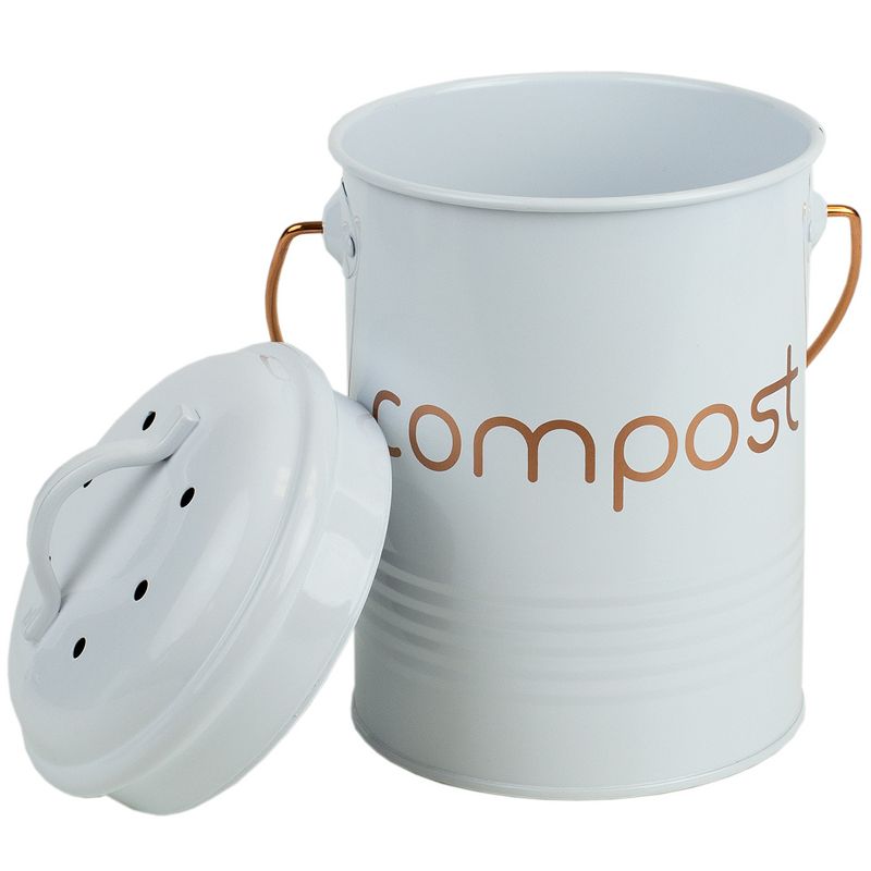Home Basics Grove Compact Countertop Compost Bin, White, 3 of 7