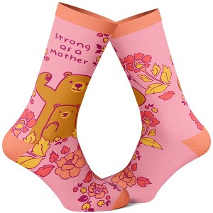 Crazy Dog T-Shirts Women's Strong As A Mother Socks Cute Mother's Day Momma Bear Parenting Graphic Footwear - 1 of 4