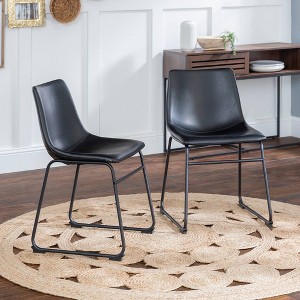 Set of 2 Laslo Modern Upholstered Faux Leather Dining Chairs - Saracina Home - 1 of 4