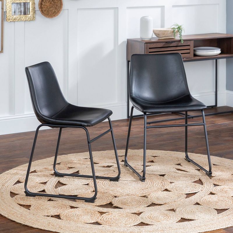 Set of 2 Laslo Modern Upholstered Faux Leather Dining Chairs - Saracina Home, 3 of 17