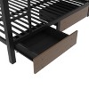 KTMBDW Metal Bunk Bed with Storage Shelves, Power Outlet, LED Bunk Bed, Bed with Safety Guardrail & Ladders, Easy Assembly, Black - 4 of 4