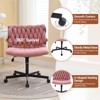 Modern Armless Criss Cross Office Desk Chair, 26" Wide Seat Chair, 300 lbs Weight Capacity, Swivel, Cross Leg Base, Teddy Plush Chair, Hard Floor - 2 of 4