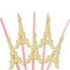 Big Dot of Happiness Gold Glitter Eiffel Tower Party Straws - No-Mess Real Glitter Cut-Outs & Baby Shower or Birthday Party Paper Straws - Set of 24 - 3 of 4