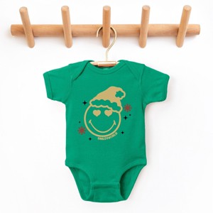 SmileyWorld Christmas Heart Eyes - Baby Short Sleeve Graphic Bodysuit - 1 of 4