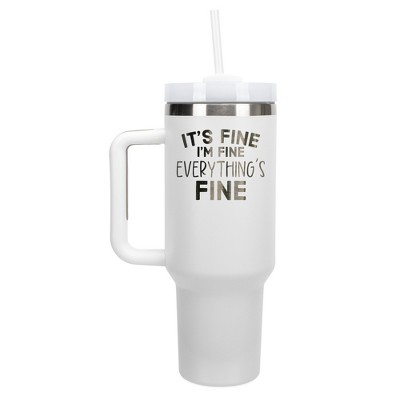 Elanze Designs It's Fine I'm Fine Everything's Fine 40 oz. Stainless Steel, Large Water Bottle Coffee Mug, Spill & Leak Resistant, Thermal Travel
